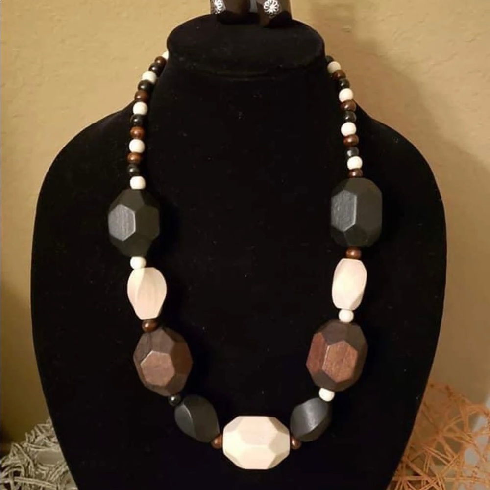 Wood Necklace and Earring Set